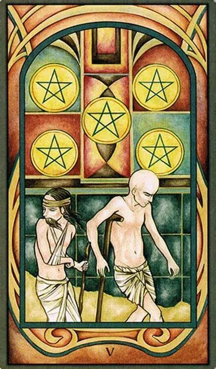 5 de oros tarot|⊛ Los Arcanos Menores: 5 de OROS 